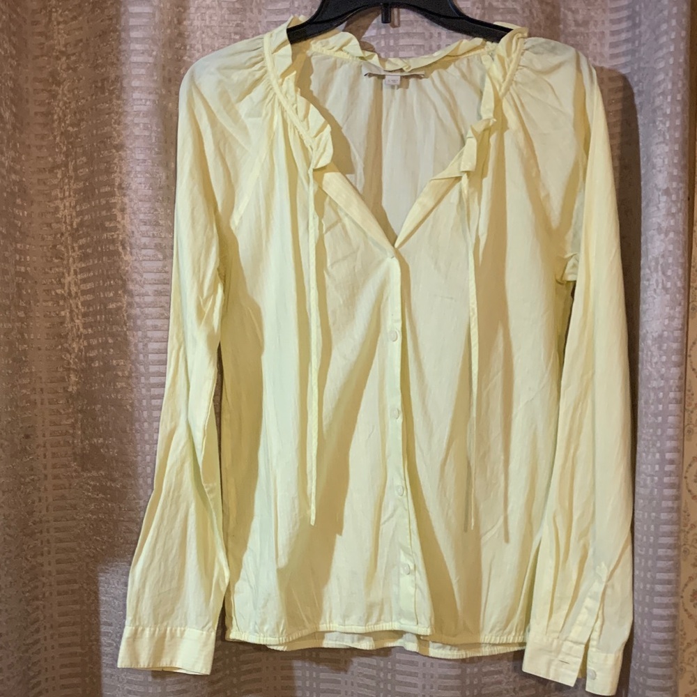 LOFT Light Yellow Ruffled Blouse